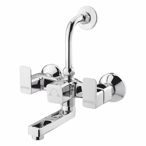 Wall Mixer with Provision for Overhead Shower with L-Bend Pipe Chrome